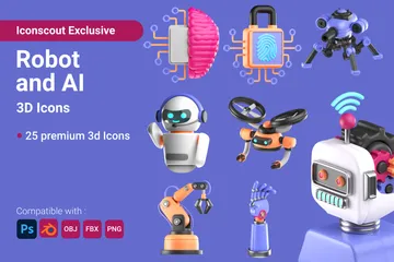 Robot And AI 3D Icon Pack